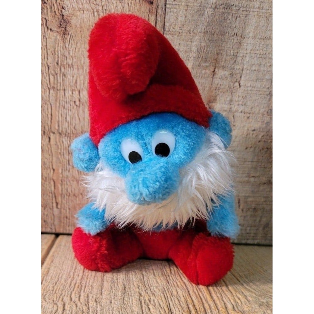 Vintage 1981 ~ Papa Smurf Plush ~ Wallace Berrie & Co. Peyo 8” Stuffed Animal